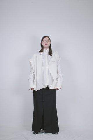 Black Wool Buttoned Trousers