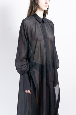 Black silk elongated post-gender shirt