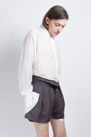 Cupro pleated shorts