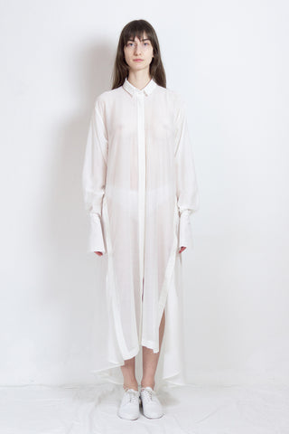 White silk elongated post-gender shirt