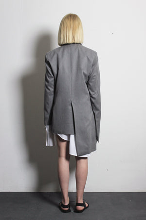 Asymmetric Grey Cotton Jacket - Ludus Agender Label