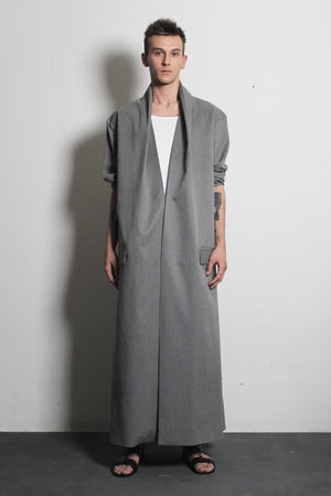 Grey Cotton Overcoat - Ludus Agender Label