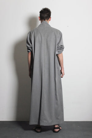 Grey Cotton Overcoat - Ludus Agender Label