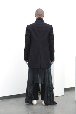 Black cotton asymmetric jacket - Ludus Agender Label