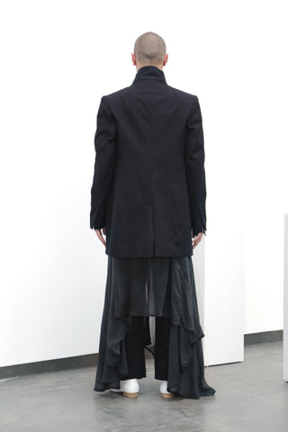 Black cotton asymmetric jacket - Ludus Agender Label