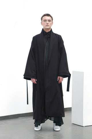 Black cotton coat (M) - Ludus Agender Label