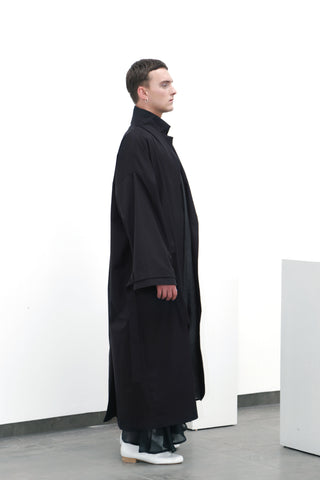 Black cotton coat (M) – Ludus Agender Label