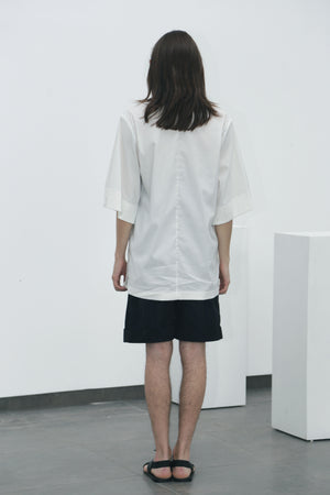 White wide-sleeved shirt - Ludus Agender Label