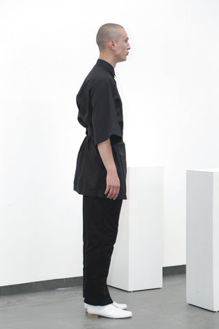 Black cotton belted trousers - Ludus Agender Label