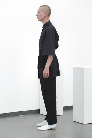 Black cotton belted trousers - Ludus Agender Label